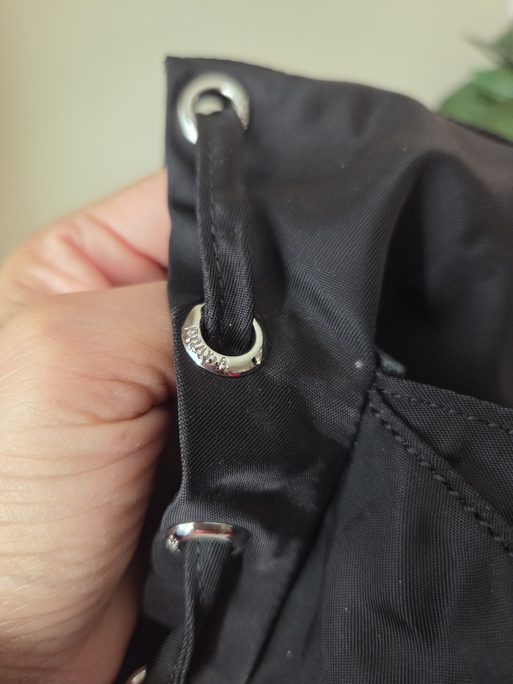 Prada Mini Re- Nylon Backpack Chain Crossbody Bag Silver /black - Picture 13 of 16